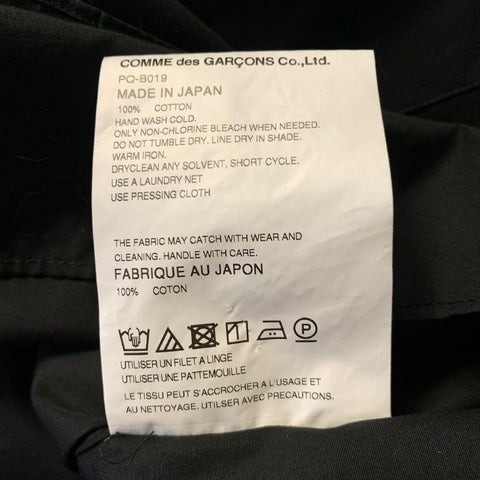 COMME des GARCONS AW2025 Size L Black PQ-B019 Cotton Hooded Long Sleeve Shirt