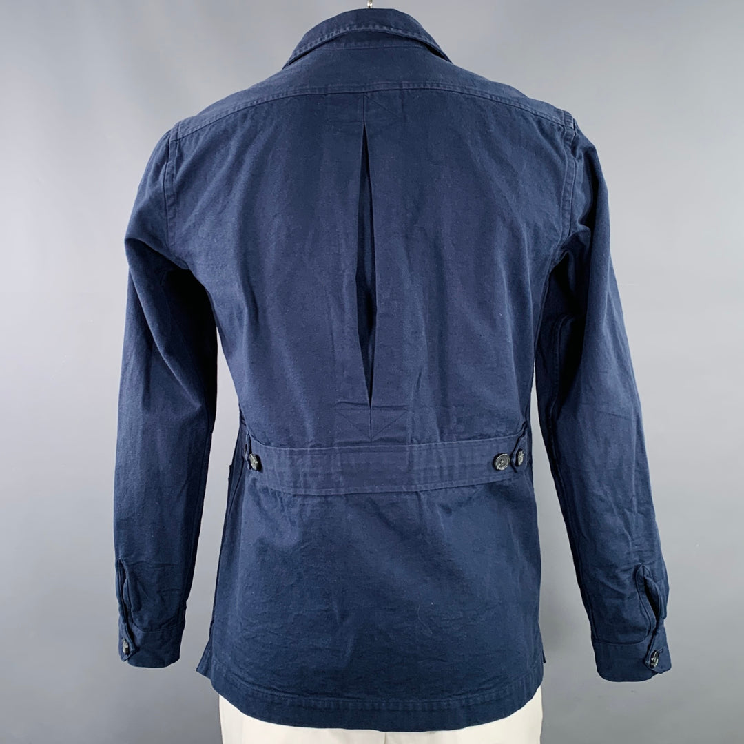 NO BRAND Size XL Navy Cotton Hidden Buttons Jacket