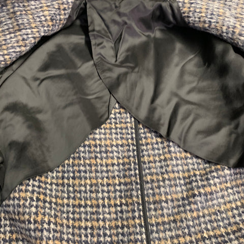 MR. PORTER Size M Navy Beige Abstract Woven Wool Blend Single Breasted Coat