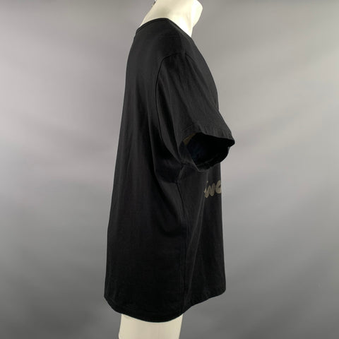YOHJI YAMAMOTO Size M Black Brown Graphic Cotton T Shirt