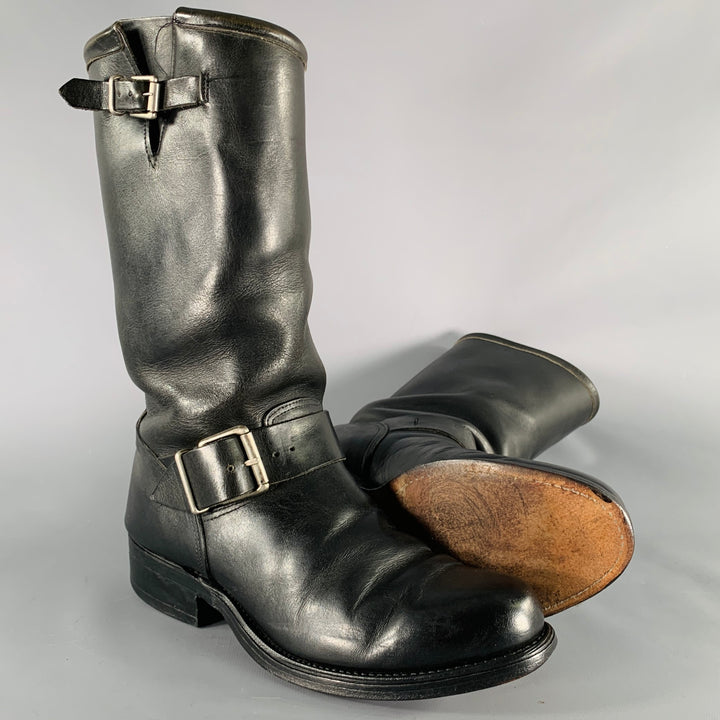 VINTAGE Size 9 Black Leather Motorcycle Boots