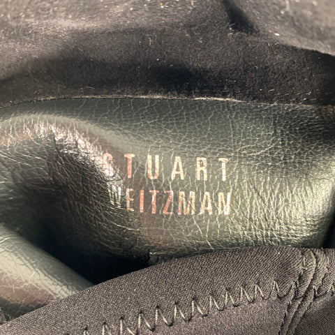 STUART WEITZMAN Size 7.5 Black Nylon Suede Fringe Pull On Boots