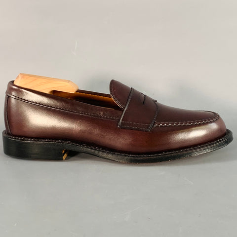 ALDEN Size 6.5 Burgundy Calfskin Leather Handsewn Penny Loafer