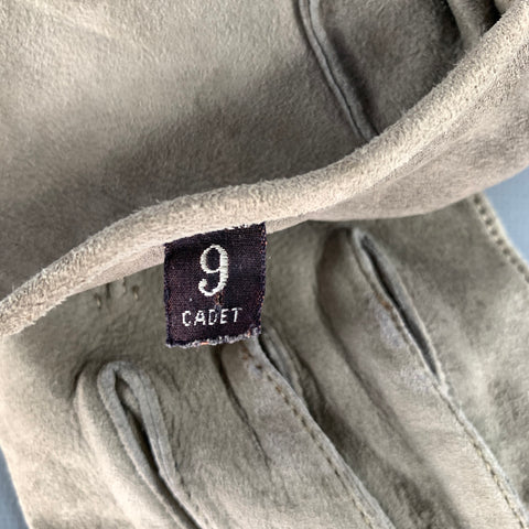 HANSEN Size L Grey Suede Leather Gloves