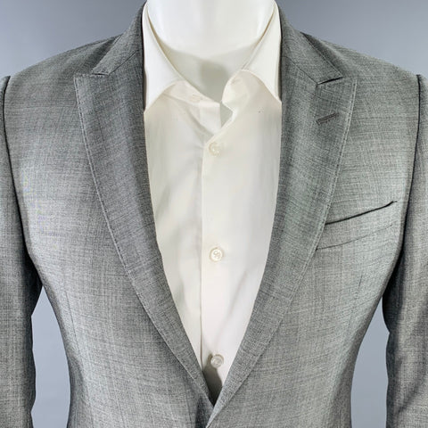 EMPORIO ARMANI Taille 36 Costume à revers en laine et soie unie gris