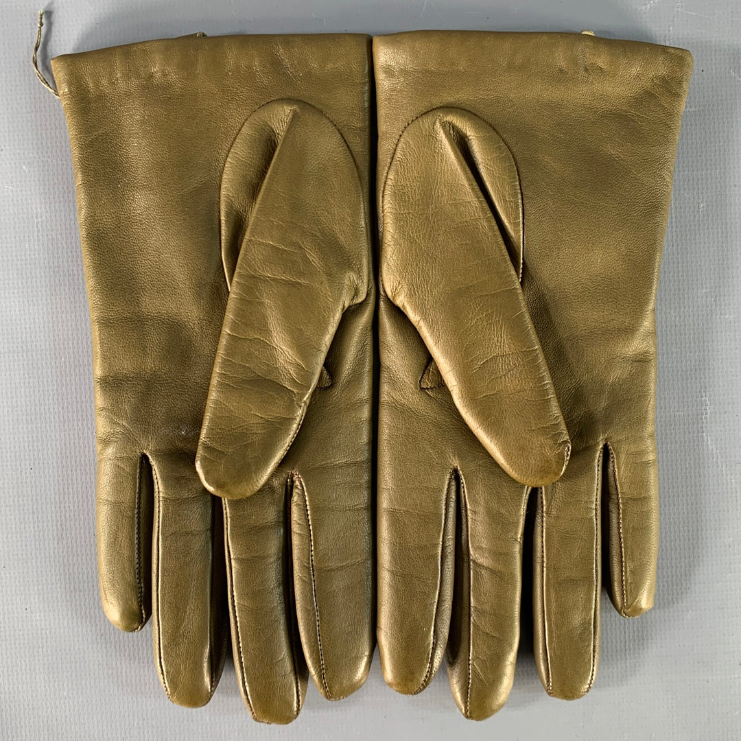 J.CREW Size S Green Olive Leather Cashmere Lined Gloves