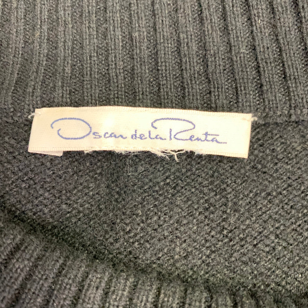 OSCAR DE LA RENTA Size M Black Cut Out Cable Knit Sweater