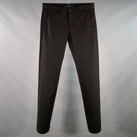 PRADA Size 32 Black Twill Cotton Flat Front Slim Straight Casual Pants