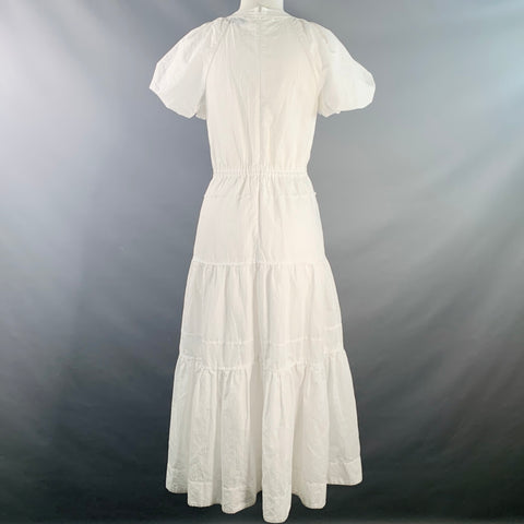 LA LIGNE Size XS White Cotton Linen Drawstring Midi Dress