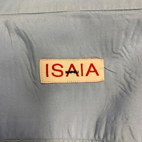ISAIA Size XL Blue Cotton Button Up Long Sleeve Shirt