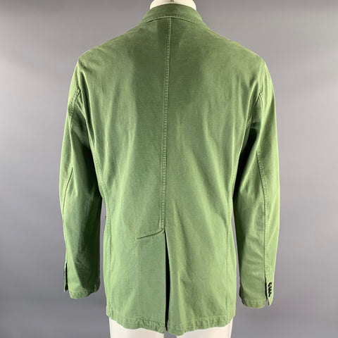 BARENA Size XL Green Cotton Notch Lapel Jacket