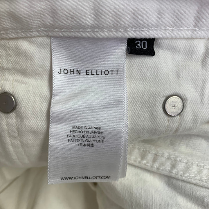 JOHN ELLIOTT Size 30 White Multi Color Paint Splatter Cotton Button Fly Jeans