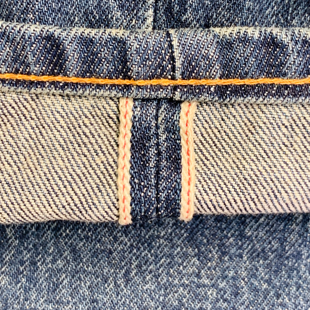 UNDERCOVER Size 30 Blue Multi Color Embroidery Cotton Relaxed Drop Crotch Jeans