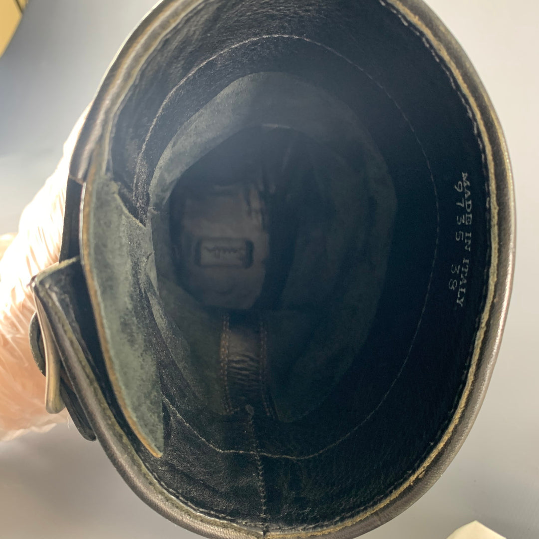 PAUL SMITH Size 8 Black Leather Belted Boots