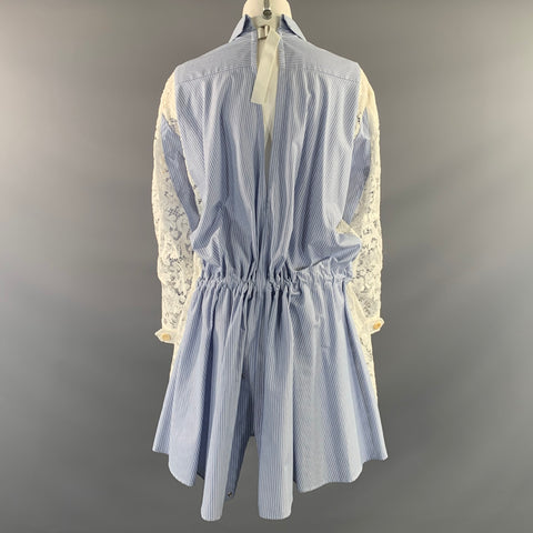 SACAI SS2017 Size M Blue White Cotton Blend Dress