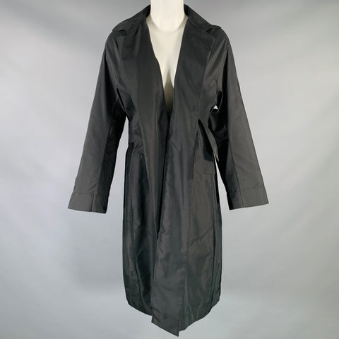 JIL SANDER Size 4 Black Polyester Silk Open Front Coat