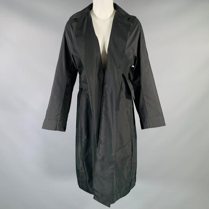 JIL SANDER Size 4 Black Polyester Silk Open Front Coat