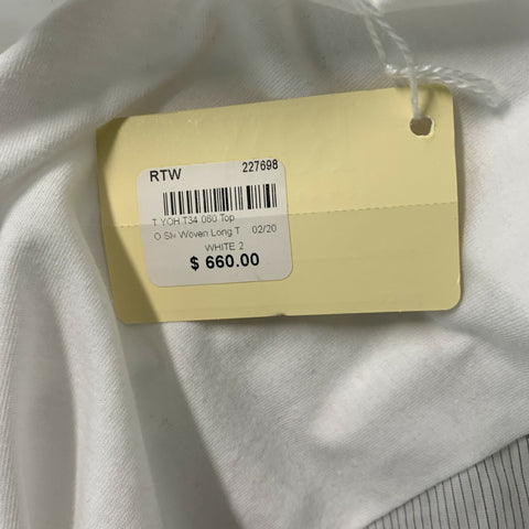 Y's by YOHJI YAMAMOTO Size M White Grey Mixed Fabrics Cotton Crew Neck Pullover