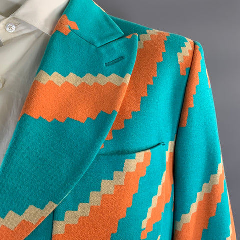 VIVIENNE WESTWOOD Chest Size 46 Green Orange & Khaki Cotton Sport Coat