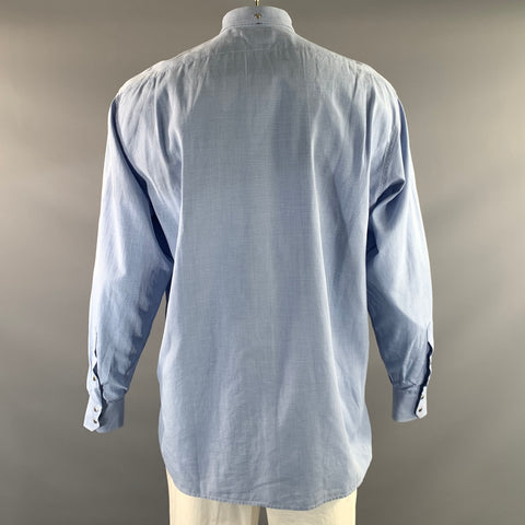 MUGLER Size XL Blue White Checkered Button Up Long Sleeve Shirt