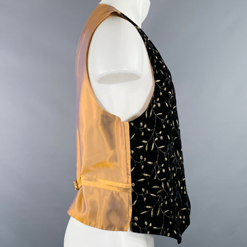 FAVOURBROOK Size M Black Copper Embroidery Rayon Cotton Vest