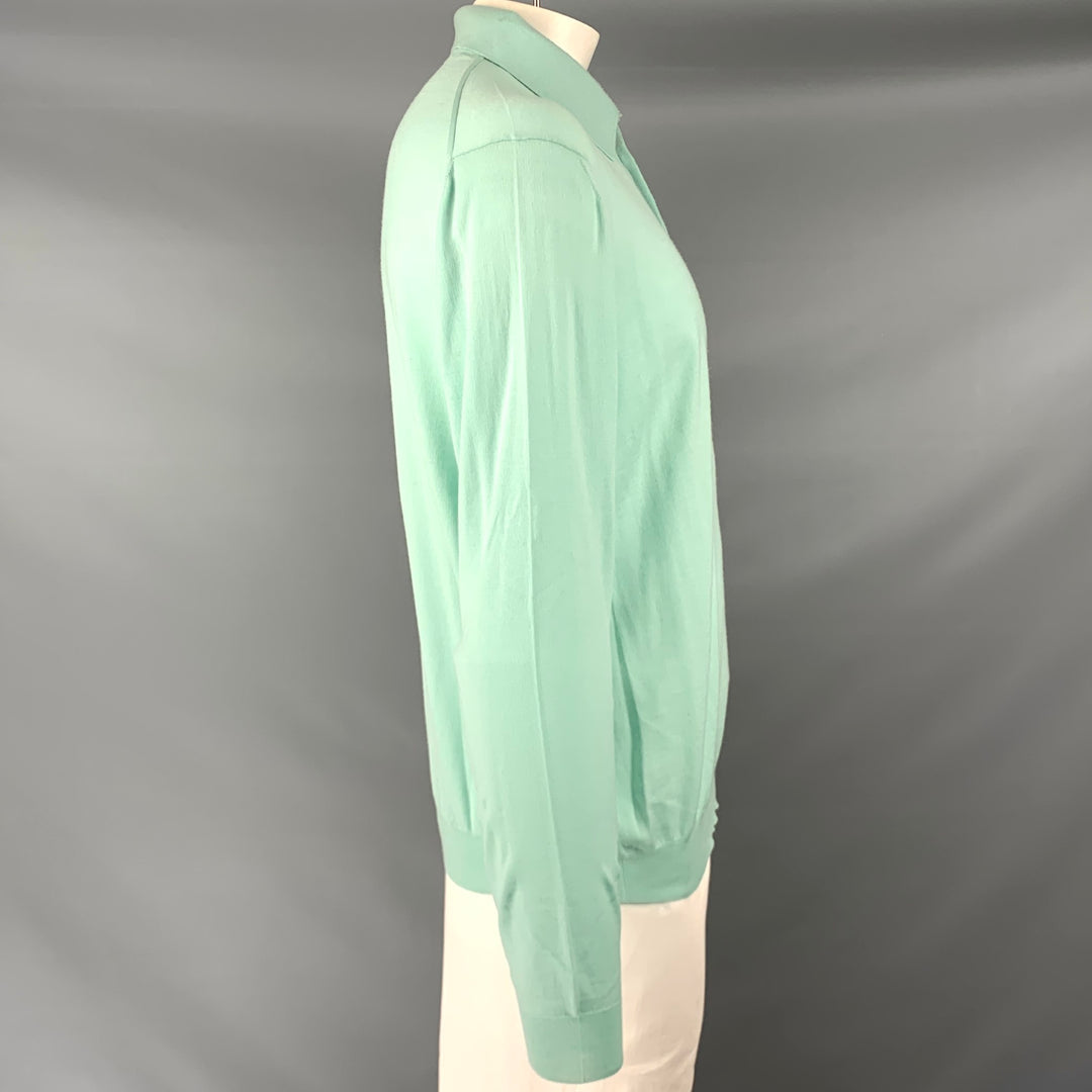 MALO Size XXL Mint Green Knit Wool Polo Pullover