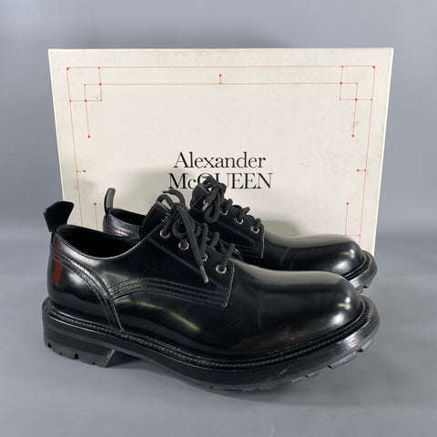 ALEXANDER MCQUEEN Size 10 Black Leather Lace Up Shoes