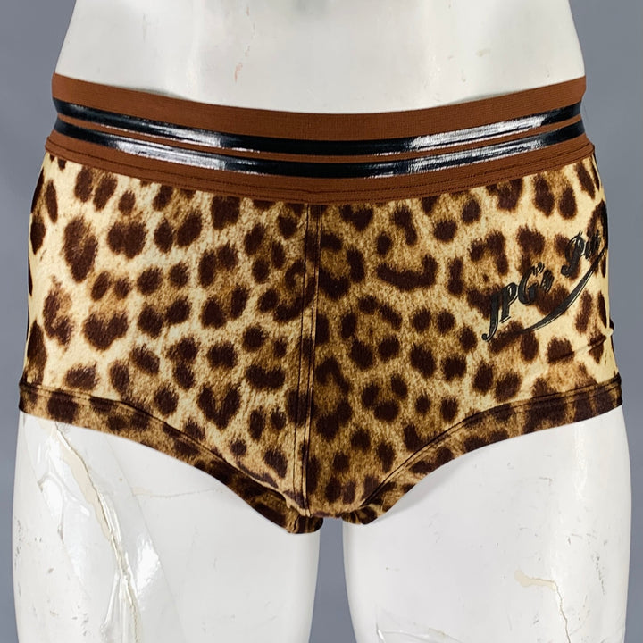 JEAN PAUL GAULTIER Size L Brown Tan Animal Print Speedo Swim Trunks