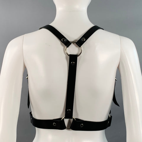 ZANA BAYNE Size S Black Leather Harness Vest Belt