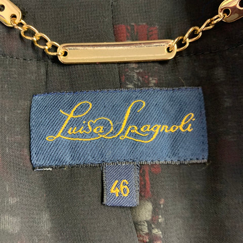 LUISA SPAGNOLI Manteau simple boutonnage en mélange de laine bouclée noir, rouge et blanc - Taille 10