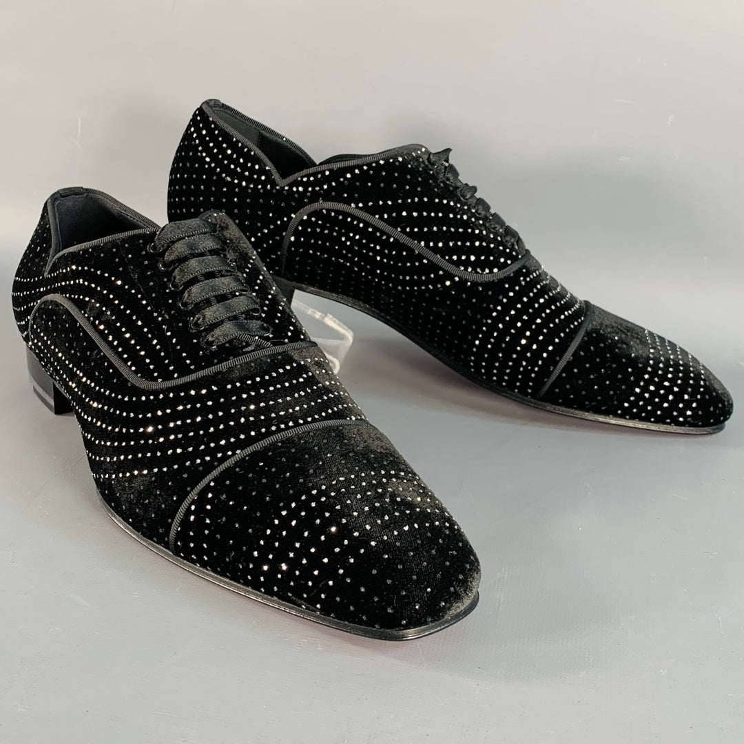 CHRISTIAN LOUBOUTIN Size 8.5 Black Silver Metallic Velvet  display picture 2