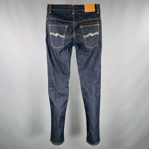 NUDIE JEANS Size 29 Blue Contrast Stitch Cotton Blend Slim Jeans