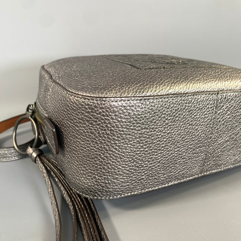 COACH Tan Gunmetal Pebble Grain Leather Shoulder Bag
