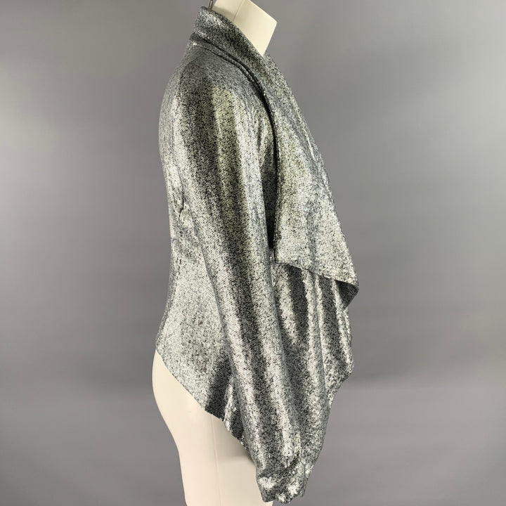 DONNA KARAN Size 6 Grey Silver Sequin Polyester Viscose Jacket