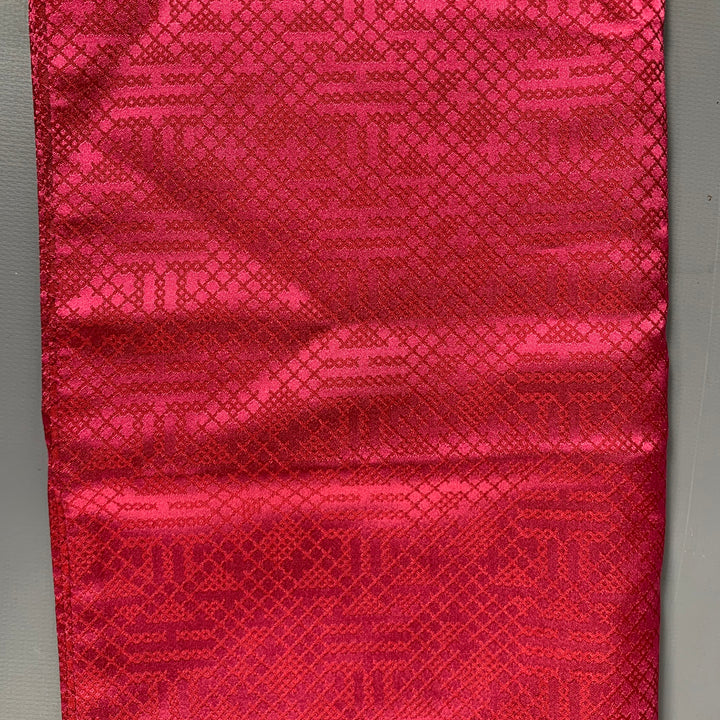 SHANGHAI TANG Pink Red Jacquard Silk Scarves
