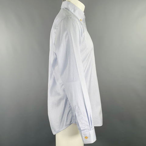 PAUL SMITH Size M White Light Blue Stripe Cotton Button Down Long Sleeve Shirt