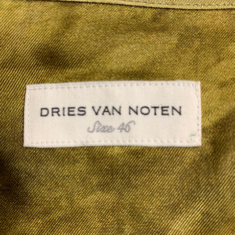 DRIES VAN NOTEN Size M Yellow Olive Tiger Short Sleeve Shirt