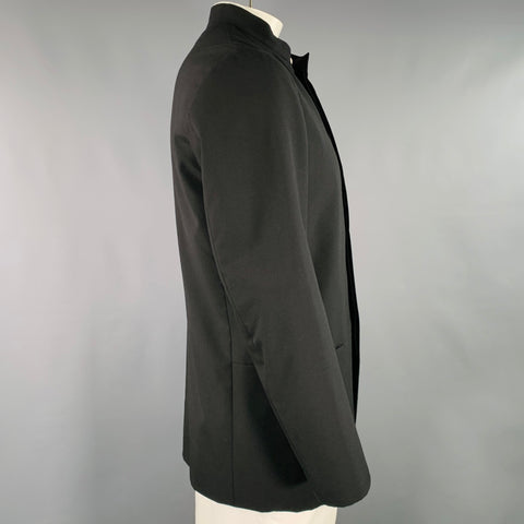 ISSEY MIYAKE Veste Sport Col Mao en Laine Noire Taille 42