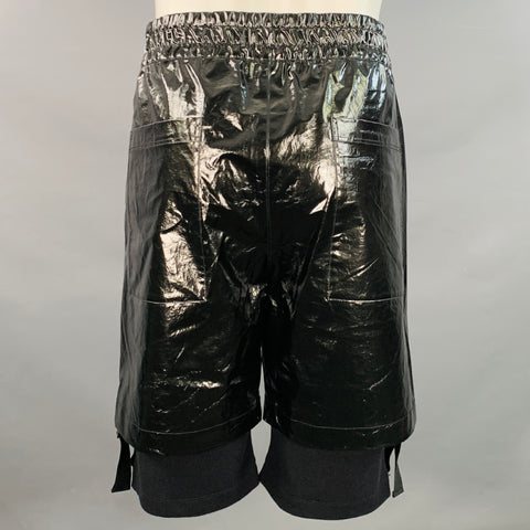 HELMUT LANG Taille M Noir Anthracite Coton enduit Double couche Short