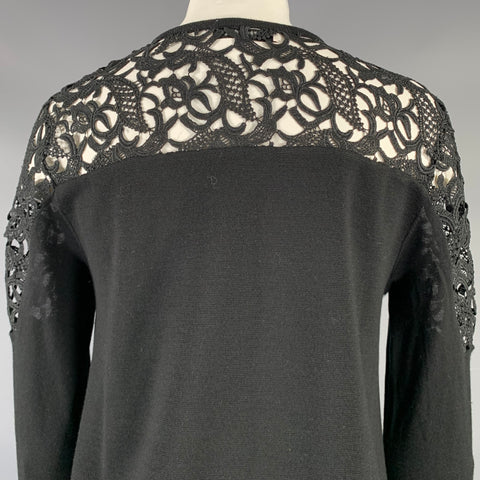 Gilet noir en laine vierge avec empiècements en dentelle DOROTHEE SCHUMACHER Taille 2