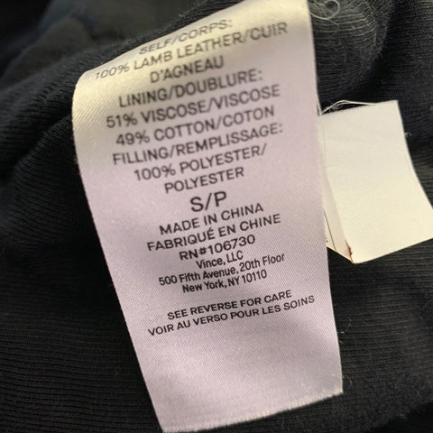 VINCE Size S Black Leather Lambskin Biker Jacket