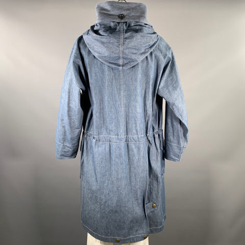 KAPITAL Size L Indigo Cotton Hooded Traggle Ring Coat