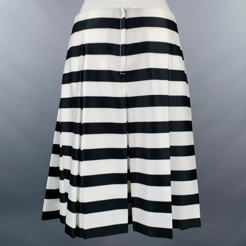 MARC JACOBS Size 0 Black White Polyester Stripe Flared Skirt