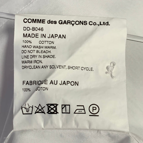 COMME des GARCONS Size L White Cotton Zip Up Long Sleeve Shirt