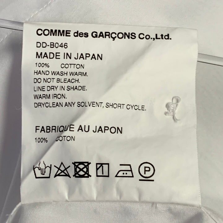 COMME des GARCONS Size L White Cotton Zip Up Long Sleeve Shirt