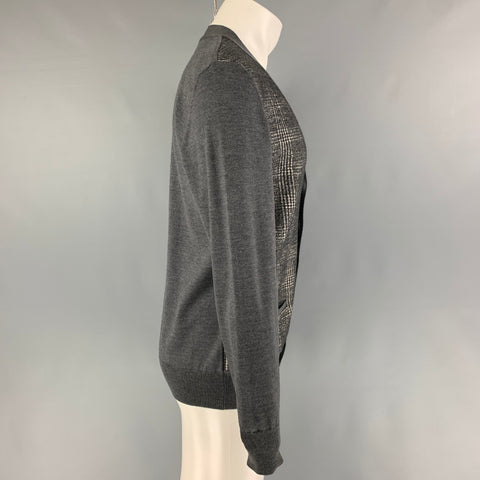 VIKTOR & ROLF Size M Grey Cream Mixed Patterns Wool V-Neck Cardigan