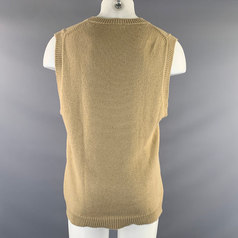 MARGARET HOWELL Size S Beige Knit Cotton V Neck Vest