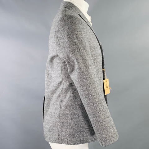 BLACK FLEECE Size 38 Grey Pattern Wool Notch Lapel Sport Coat