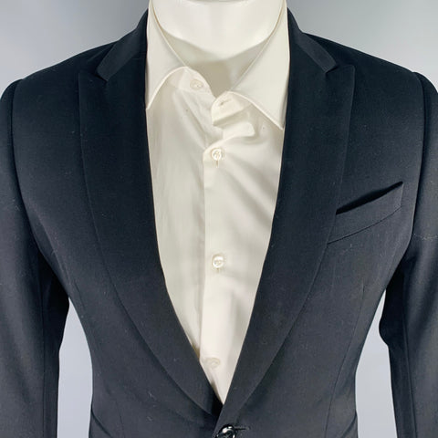 DRIES VAN NOTEN Size 38 Black Wool Peak Lapel Sport Coat