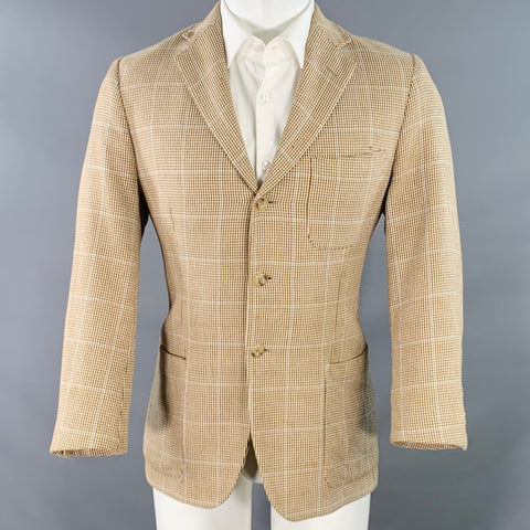RALPH LAUREN Size 40 Brown Beige Plaid Cotton Notch Lapel Sport Coat